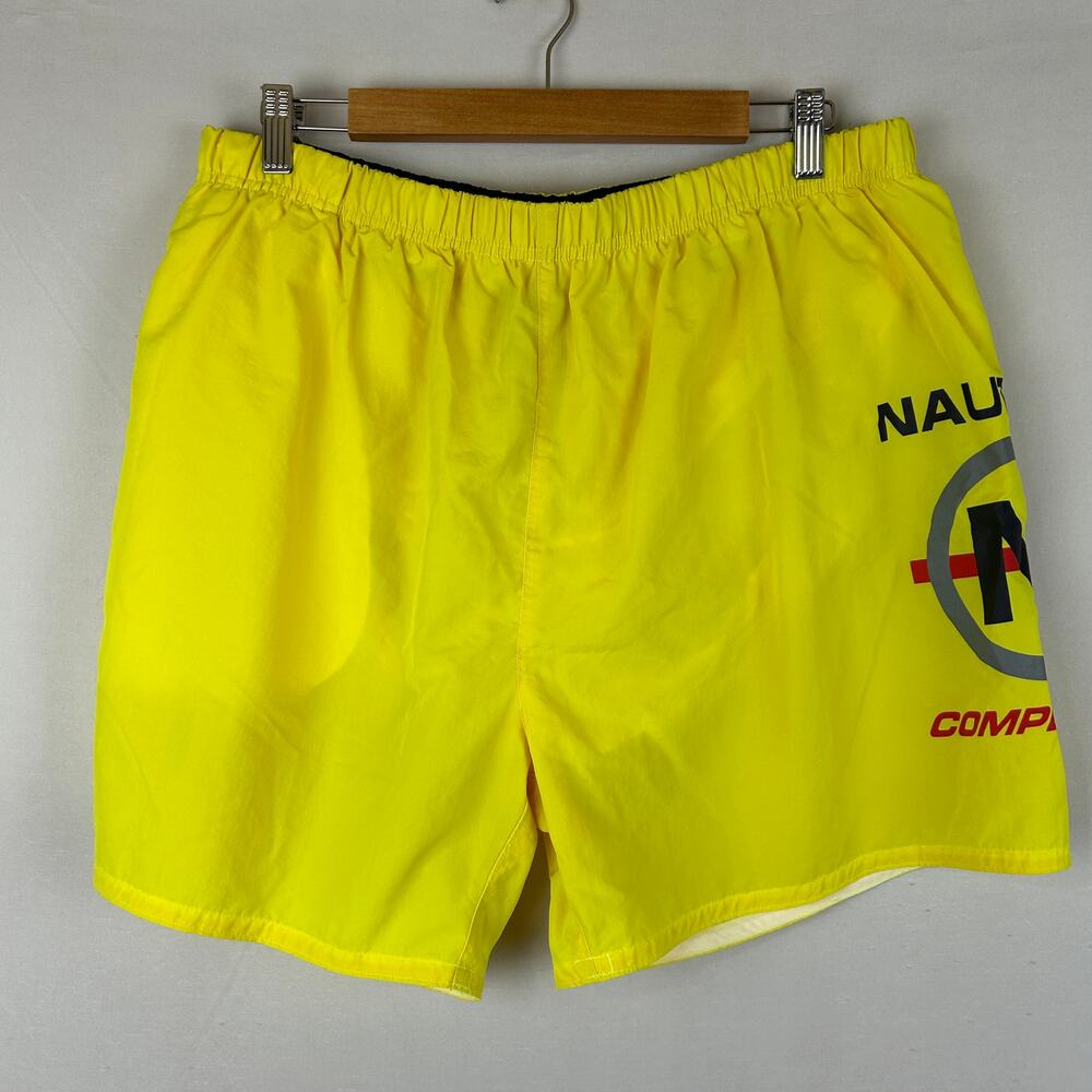 Nautica Competition Neon Yellow Swim Trunk Shorts 5" Inseam Men's Size XL